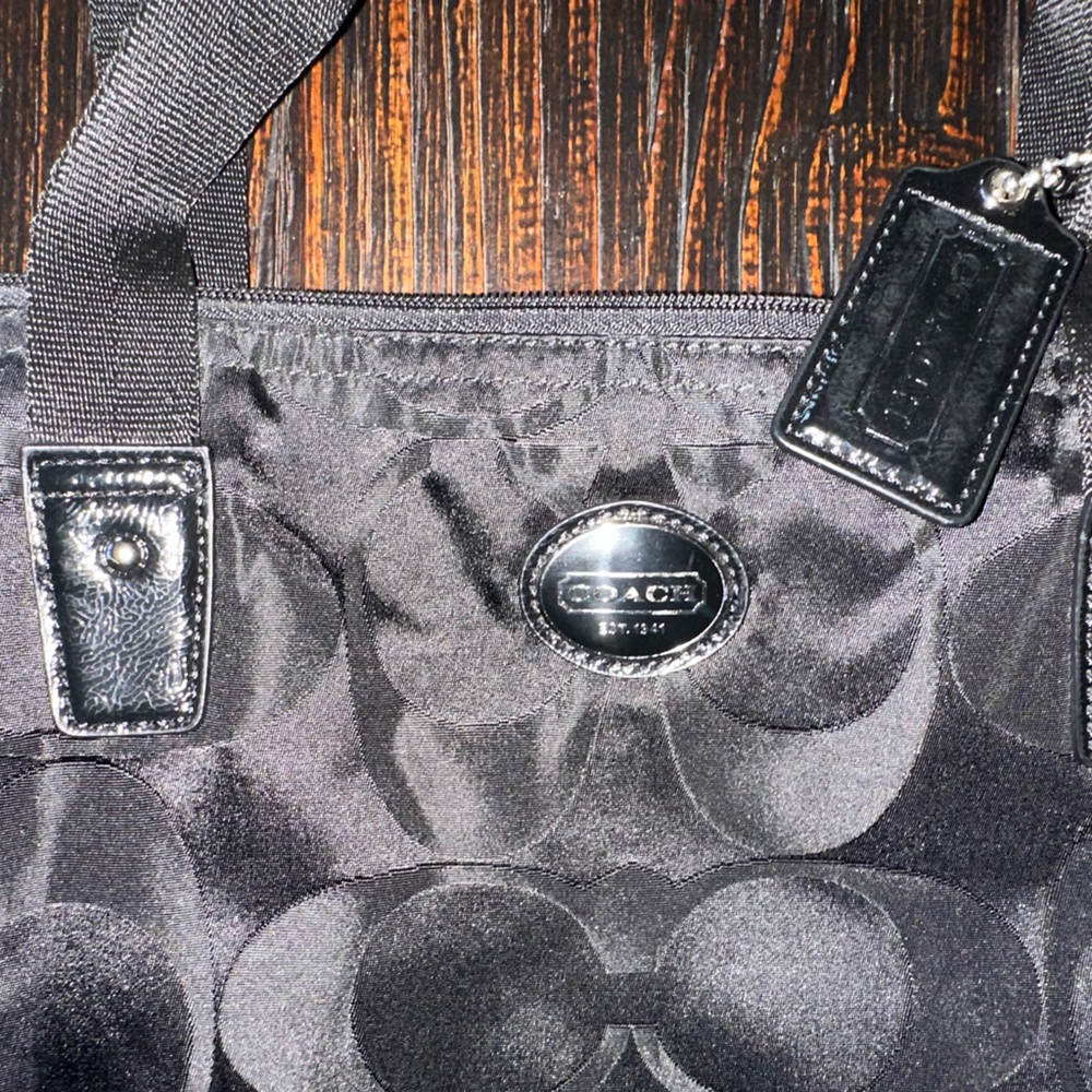 Coach Black Patterned Tote - image 2